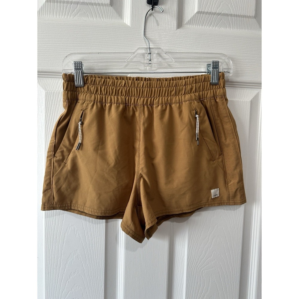 Vuori Women's Athletic Shorts in Caramel Brown